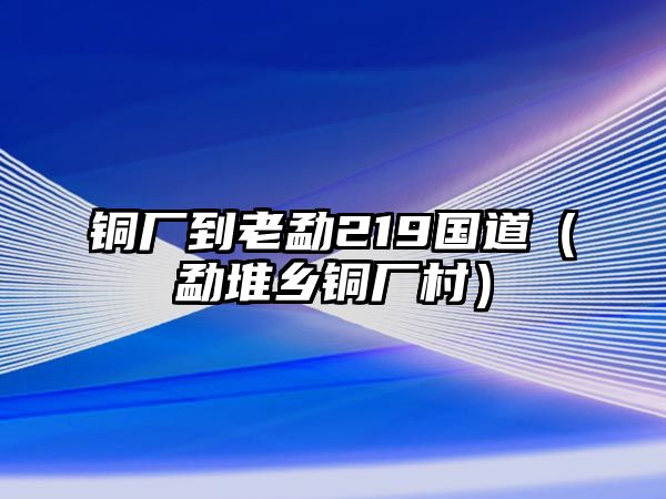 銅廠到老勐219國(guó)道（勐堆鄉(xiāng)銅廠村）