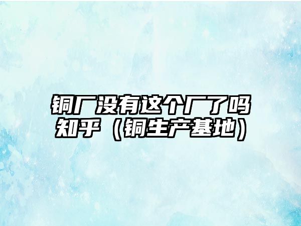 銅廠沒有這個廠了嗎知乎（銅生產(chǎn)基地）