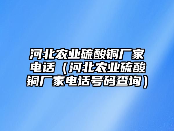 河北農(nóng)業(yè)硫酸銅廠家電話（河北農(nóng)業(yè)硫酸銅廠家電話號(hào)碼查詢）