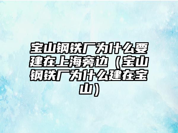 寶山鋼鐵廠為什么要建在上海旁邊（寶山鋼鐵廠為什么建在寶山）