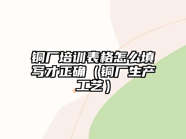 銅廠培訓表格怎么填寫才正確（銅廠生產(chǎn)工藝）