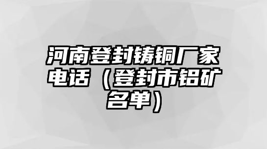 河南登封鑄銅廠家電話（登封市鋁礦名單）