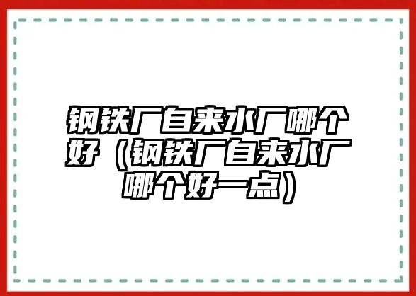 鋼鐵廠自來水廠哪個好（鋼鐵廠自來水廠哪個好一點）