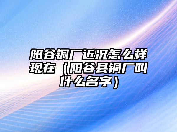 陽谷銅廠近況怎么樣現(xiàn)在（陽谷縣銅廠叫什么名字）