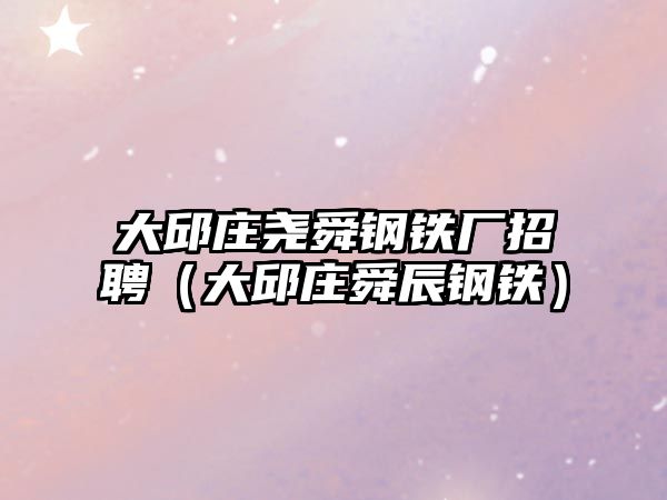 大邱莊堯舜鋼鐵廠招聘（大邱莊舜辰鋼鐵）