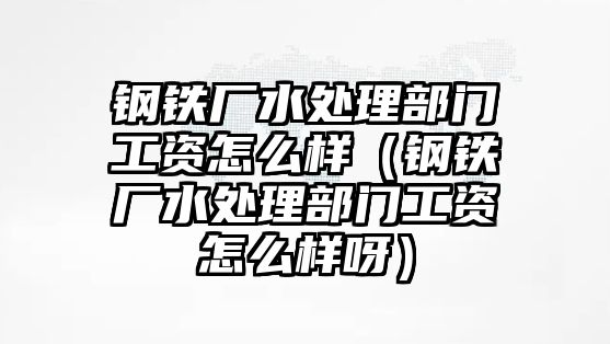 鋼鐵廠水處理部門工資怎么樣（鋼鐵廠水處理部門工資怎么樣呀）