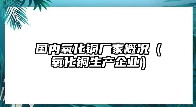 國內(nèi)氧化銅廠家概況（氧化銅生產(chǎn)企業(yè)）