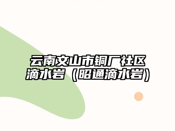 云南文山市銅廠社區(qū)滴水巖（昭通滴水巖）