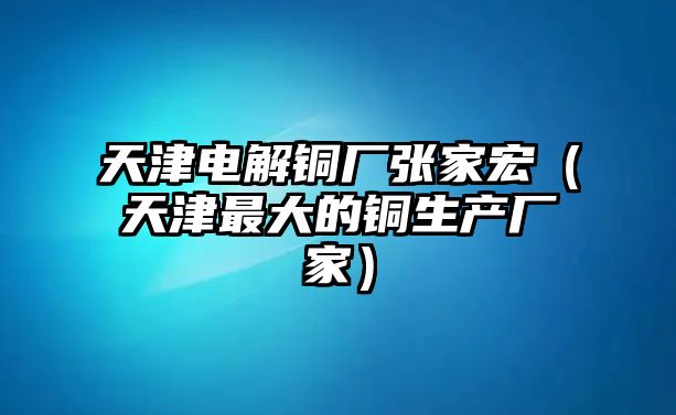 天津電解銅廠張家宏（天津最大的銅生產(chǎn)廠家）