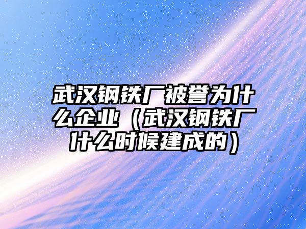 武漢鋼鐵廠被譽(yù)為什么企業(yè)（武漢鋼鐵廠什么時(shí)候建成的）