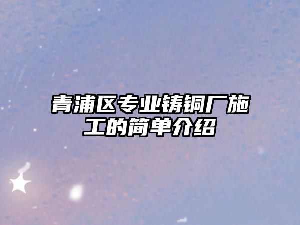 青浦區(qū)專業(yè)鑄銅廠施工的簡單介紹