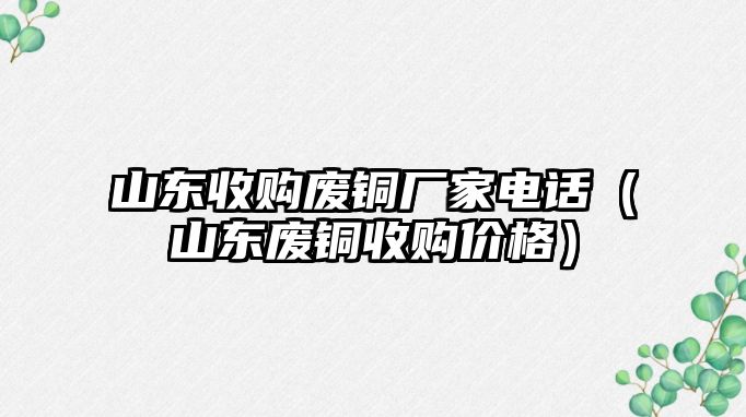 山東收購廢銅廠家電話（山東廢銅收購價格）