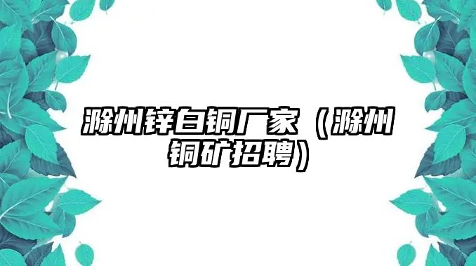 滁州鋅白銅廠家（滁州銅礦招聘）