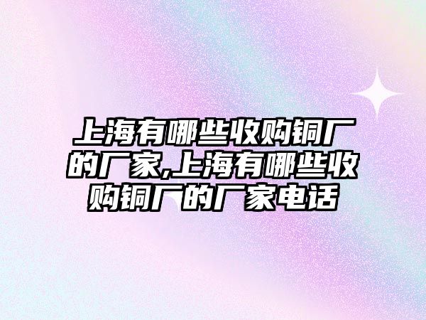 上海有哪些收購(gòu)銅廠的廠家,上海有哪些收購(gòu)銅廠的廠家電話