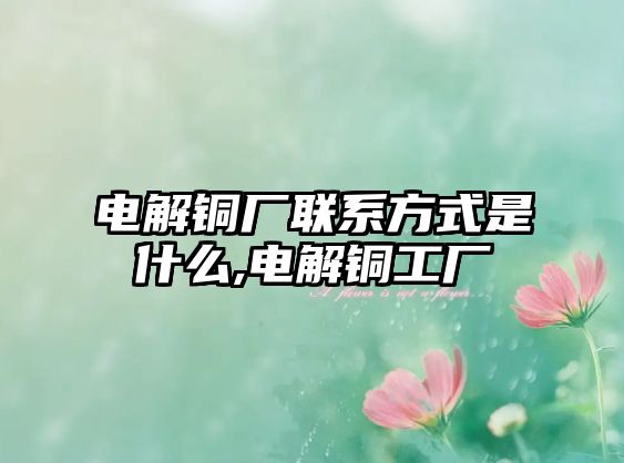 電解銅廠聯(lián)系方式是什么,電解銅工廠