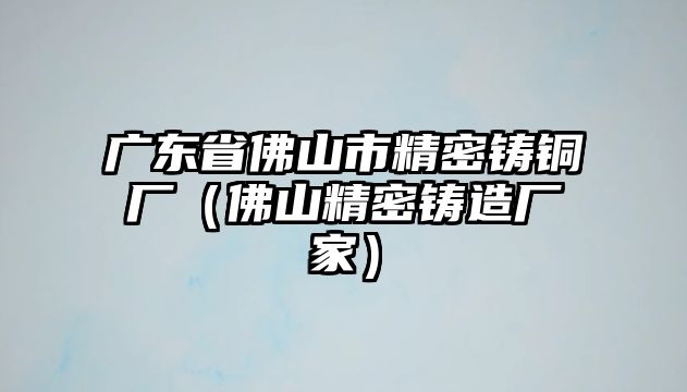 廣東省佛山市精密鑄銅廠（佛山精密鑄造廠家）