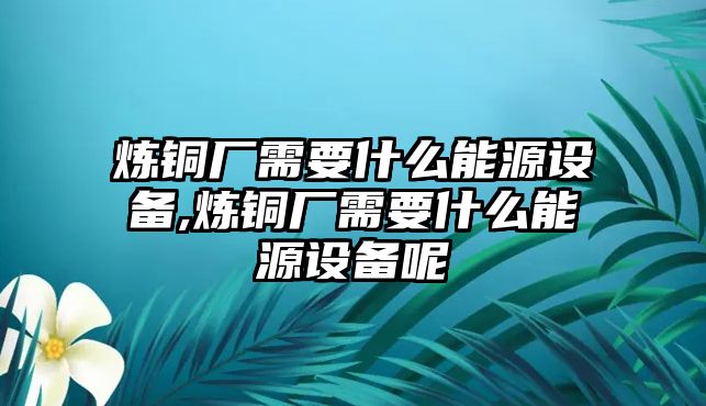 煉銅廠需要什么能源設(shè)備,煉銅廠需要什么能源設(shè)備呢