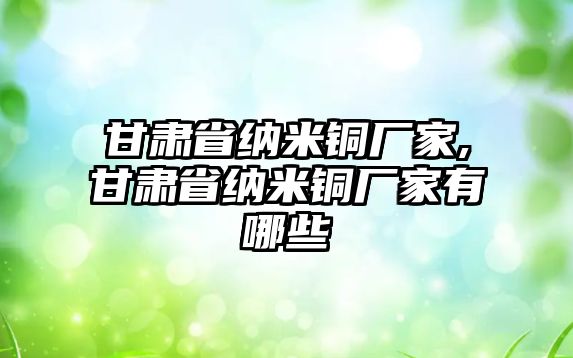 甘肅省納米銅廠家,甘肅省納米銅廠家有哪些