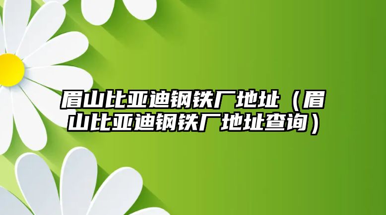 眉山比亞迪鋼鐵廠地址（眉山比亞迪鋼鐵廠地址查詢）