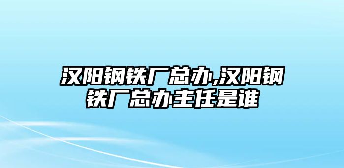 漢陽鋼鐵廠總辦,漢陽鋼鐵廠總辦主任是誰