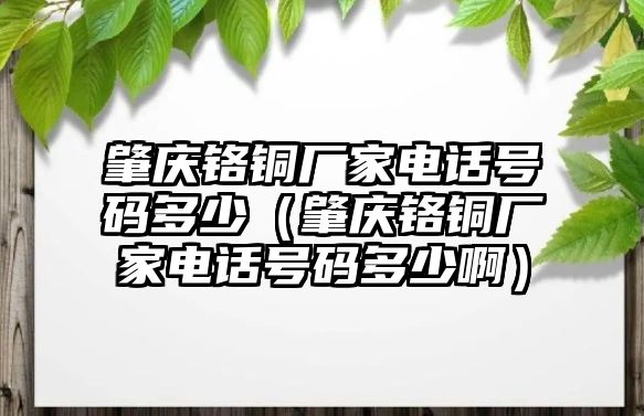 肇慶鉻銅廠家電話號碼多少（肇慶鉻銅廠家電話號碼多少啊）