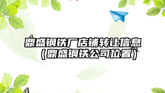 鼎盛鋼鐵廠店鋪轉(zhuǎn)讓信息（鼎盛鋼鐵公司位置）