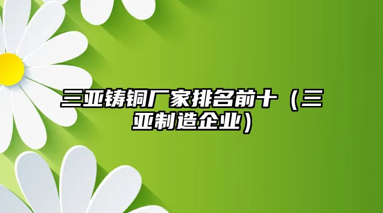 三亞鑄銅廠家排名前十（三亞制造企業(yè)）