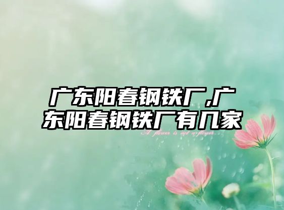 廣東陽春鋼鐵廠,廣東陽春鋼鐵廠有幾家