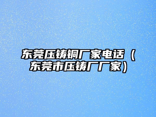 東莞壓鑄銅廠家電話（東莞市壓鑄廠廠家）