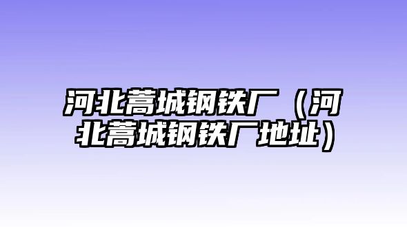 河北蒿城鋼鐵廠（河北蒿城鋼鐵廠地址）