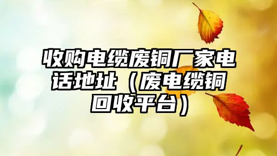 收購(gòu)電纜廢銅廠家電話地址（廢電纜銅回收平臺(tái)）