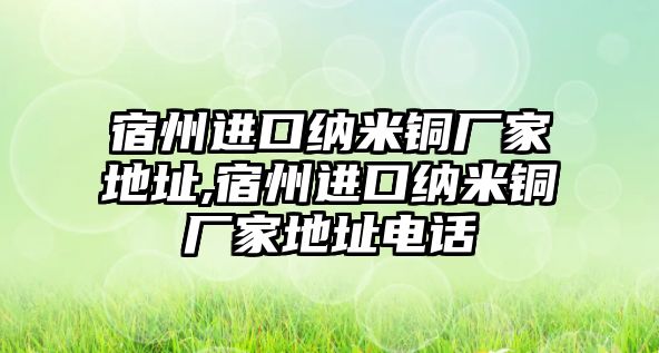 宿州進(jìn)口納米銅廠家地址,宿州進(jìn)口納米銅廠家地址電話