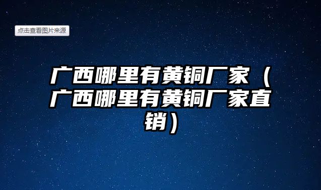 廣西哪里有黃銅廠家（廣西哪里有黃銅廠家直銷）