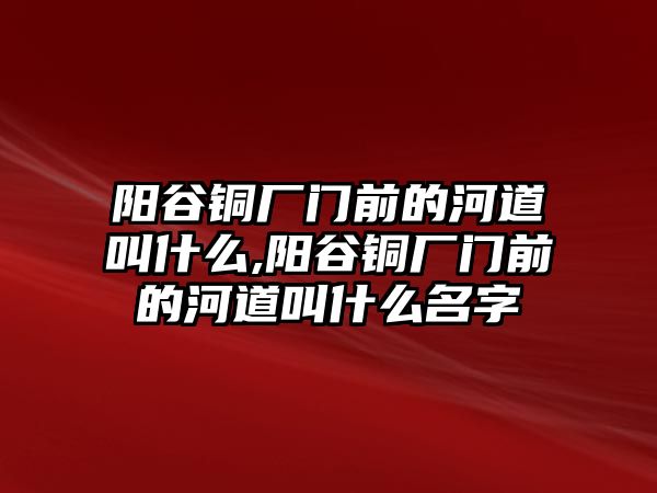 陽(yáng)谷銅廠門前的河道叫什么,陽(yáng)谷銅廠門前的河道叫什么名字