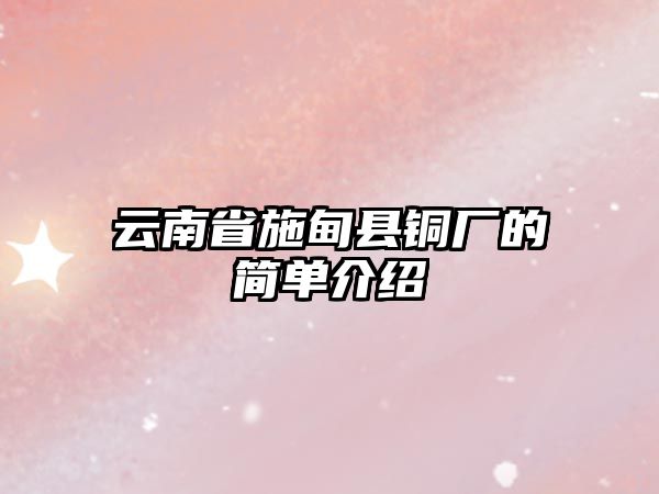 云南省施甸縣銅廠的簡單介紹