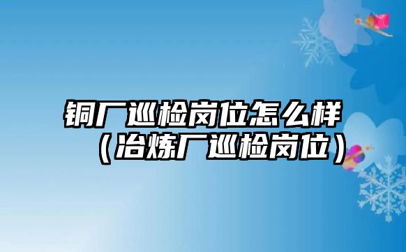 銅廠巡檢崗位怎么樣（冶煉廠巡檢崗位）