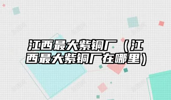 江西最大紫銅廠（江西最大紫銅廠在哪里）