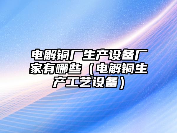 電解銅廠生產(chǎn)設(shè)備廠家有哪些（電解銅生產(chǎn)工藝設(shè)備）