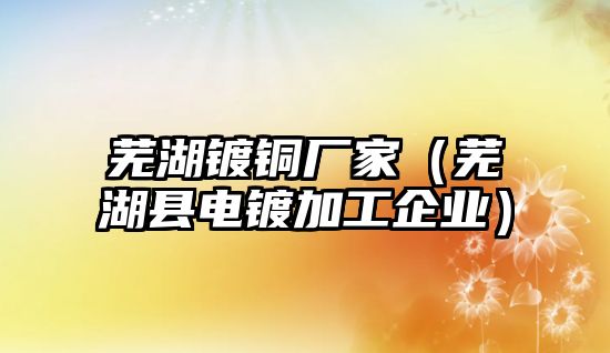 蕪湖鍍銅廠家（蕪湖縣電鍍加工企業(yè)）