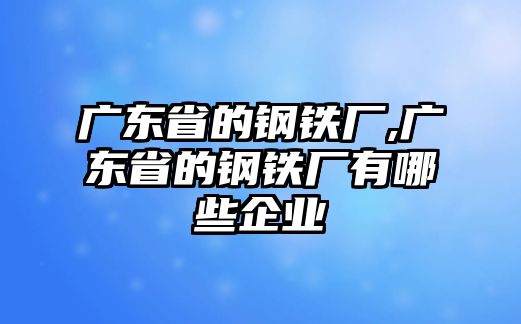 廣東省的鋼鐵廠,廣東省的鋼鐵廠有哪些企業(yè)