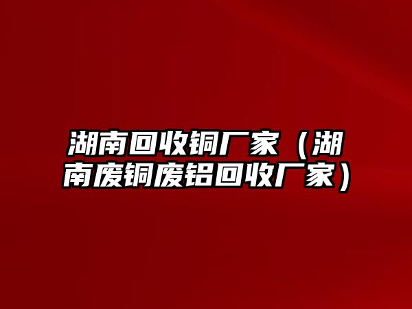 湖南回收銅廠家（湖南廢銅廢鋁回收廠家）