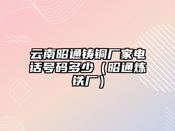 云南昭通鑄銅廠家電話號碼多少（昭通煉鐵廠）