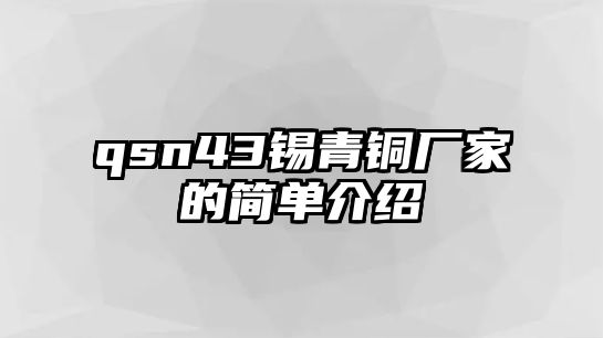 qsn43錫青銅廠家的簡單介紹