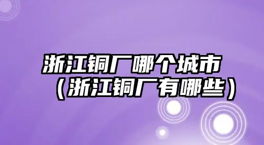 浙江銅廠哪個城市（浙江銅廠有哪些）