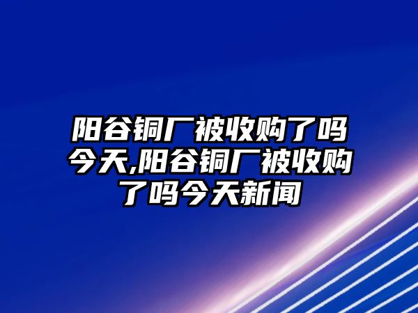 陽谷銅廠被收購了嗎今天,陽谷銅廠被收購了嗎今天新聞