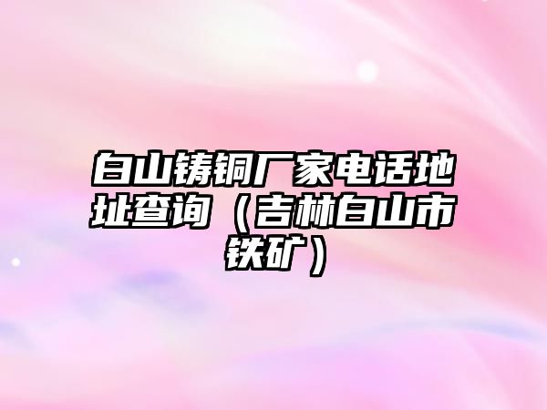 白山鑄銅廠家電話地址查詢（吉林白山市鐵礦）