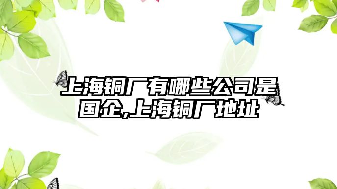 上海銅廠有哪些公司是國企,上海銅廠地址