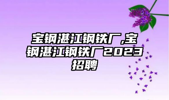 寶鋼湛江鋼鐵廠,寶鋼湛江鋼鐵廠2023招聘