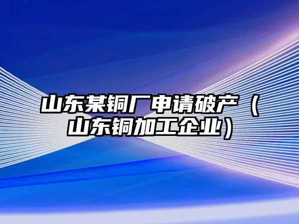 山東某銅廠申請破產(chǎn)（山東銅加工企業(yè)）