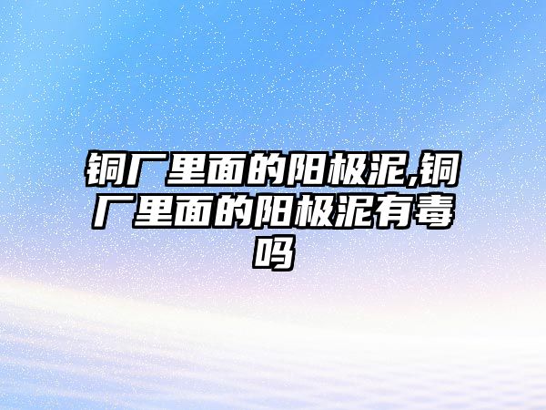 銅廠里面的陽極泥,銅廠里面的陽極泥有毒嗎